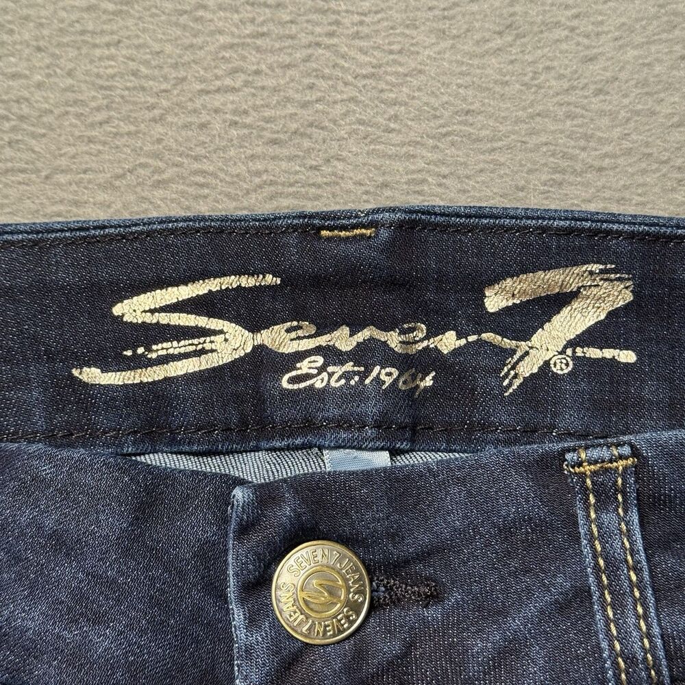 Seven7 Womens 16 High Rise Skinny Jeans Blue Dark Wash Stretch Tummyless EUC - Picture 7 of 14